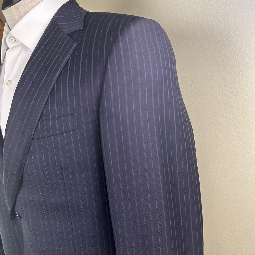 Abito Sartoriale Blazer Sport Coat Men US 38 R Navy Super 150 Subtle pinstripe - Picture 3 of 16